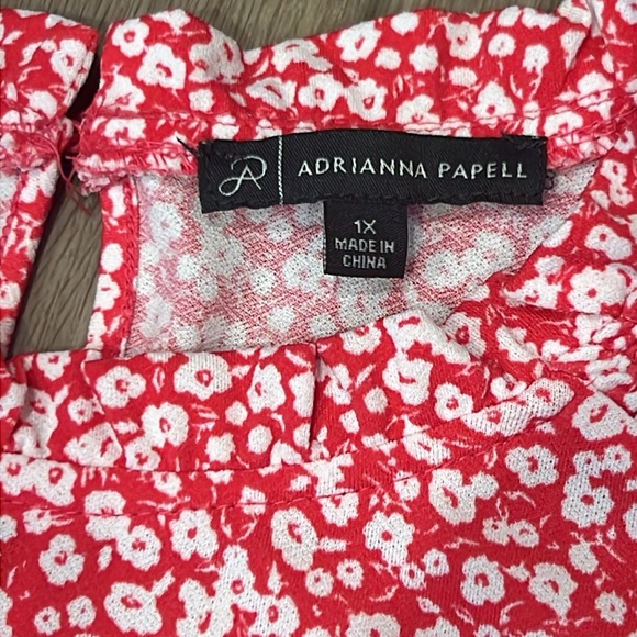 Adrianna Papell Pink and White Floral Patterned Blouse Size 1X 3/4 Sleeves - Picture 8 of 12